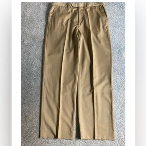 Milinea Mens Dress Pants 36x31 Made in Italy Wool Cashmere Flat Front Tan